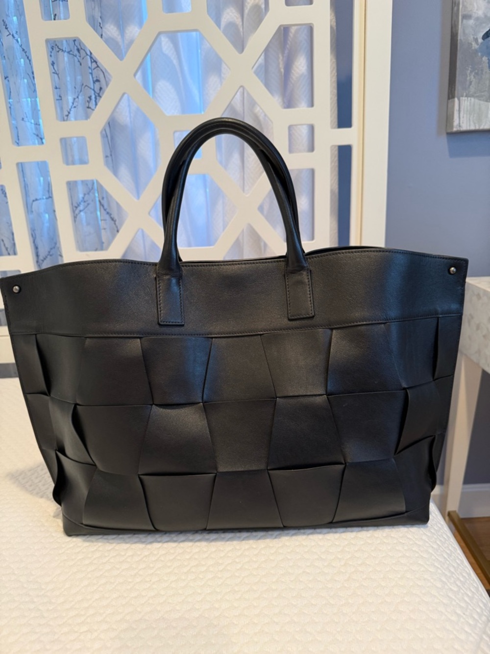 Akris Black Woven Leather Tote